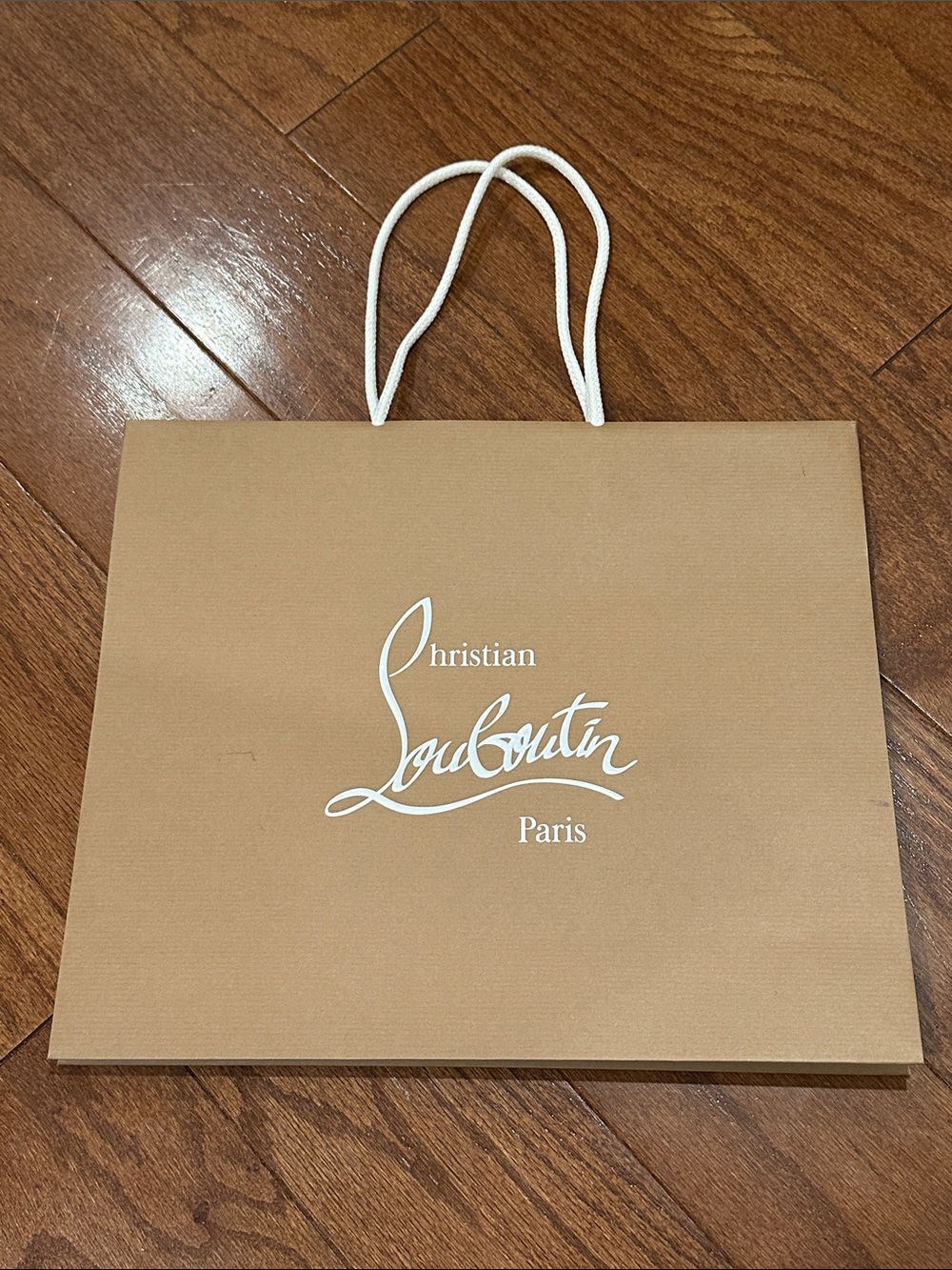 Christian Louboutin Tan paper shopping Logo Tote Bag